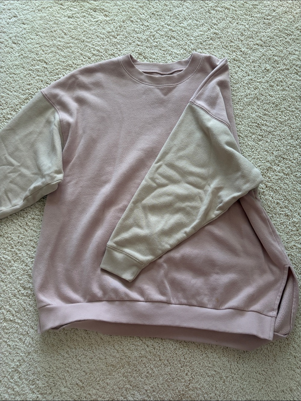 American Eagle Outfitters Pink and Cream Colorblock Sweatshirt
